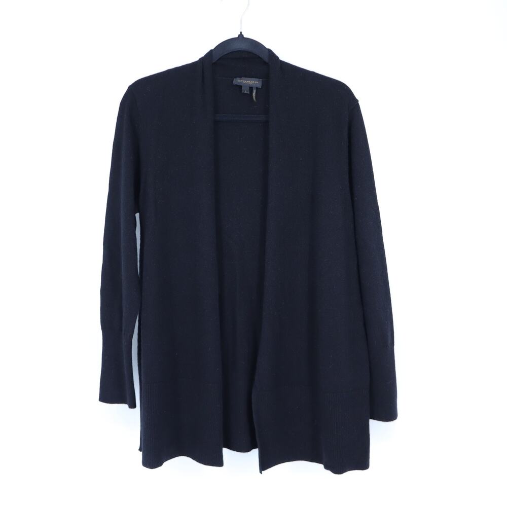Donna Karan Open Cardigan Black 100% Cashmere Long Sleeve Minimalist Women's S